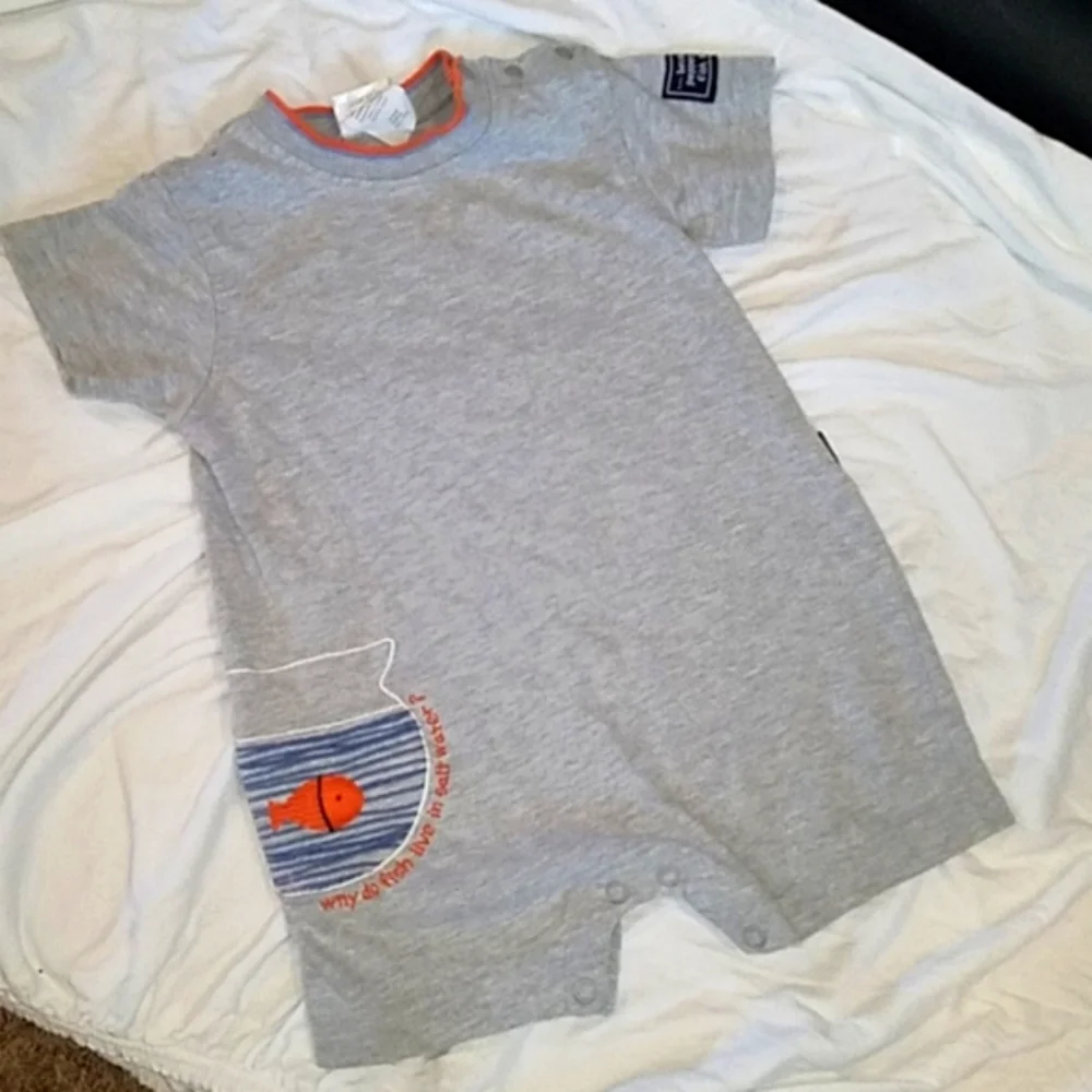 🤑5/$25 CARTER'S Gray Summer One Piece Romper, 12-18M